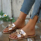 Women's Casual Flat Sandlas Buckle Cut Out Open Toe Summer Shoes