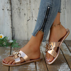 Women's Casual Flat Sandlas Buckle Cut Out Open Toe Summer Shoes