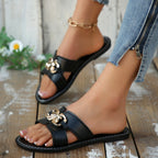 Women's Casual Flat Sandlas Buckle Cut Out Open Toe Summer Shoes