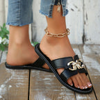 Women's Casual Flat Sandlas Buckle Cut Out Open Toe Summer Shoes