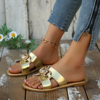 Women's Casual Flat Sandlas Buckle Cut Out Open Toe Summer Shoes