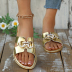 Women's Casual Flat Sandlas Buckle Cut Out Open Toe Summer Shoes