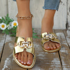 Women's Casual Flat Sandlas Buckle Cut Out Open Toe Summer Shoes