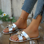 Women's Casual Flat Sandlas Buckle Cut Out Open Toe Summer Shoes