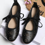 Casual Slip-Ons Floral Cutout Bow Tied Flats Women's Breathable Shoes