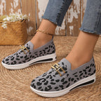 Women's Casual Leopard Mesh Slip-Ons Flat Breathable Sneakers Shoes