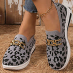 Women's Casual Leopard Mesh Slip-Ons Flat Breathable Sneakers Shoes