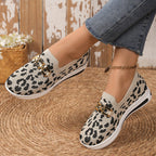 Women's Casual Leopard Mesh Slip-Ons Flat Breathable Sneakers Shoes