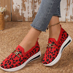 Women's Casual Leopard Mesh Slip-Ons Flat Breathable Sneakers Shoes