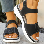 Women's Platform Sandals Open Toe Casual Summer Rubber Mid Heel Shoes