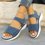 Women's Platform Sandals Open Toe Casual Summer Rubber Mid Heel Shoes