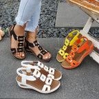 Women's Casual Wedge Sandals Cut Out Open Toe Mid Heels Summer Shoes
