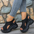Women's Casual Wedge Sandals Mesh Platforms Rubber Open Toe Summer Shoes