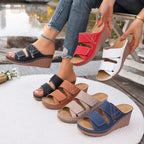 Women's Casual Wedge Sandals Open Toe Mid Heel Platform Summer Shoes