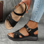 Casual Women's Wedge Sandals Open Toe Platform Mid Heel Comfort Shoes