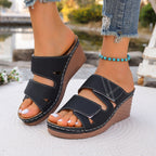 Women's Casual Wedge Sandals Open Toe Mid Heel Platform Summer Shoes