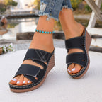 Women's Casual Wedge Sandals Open Toe Mid Heel Platform Summer Shoes