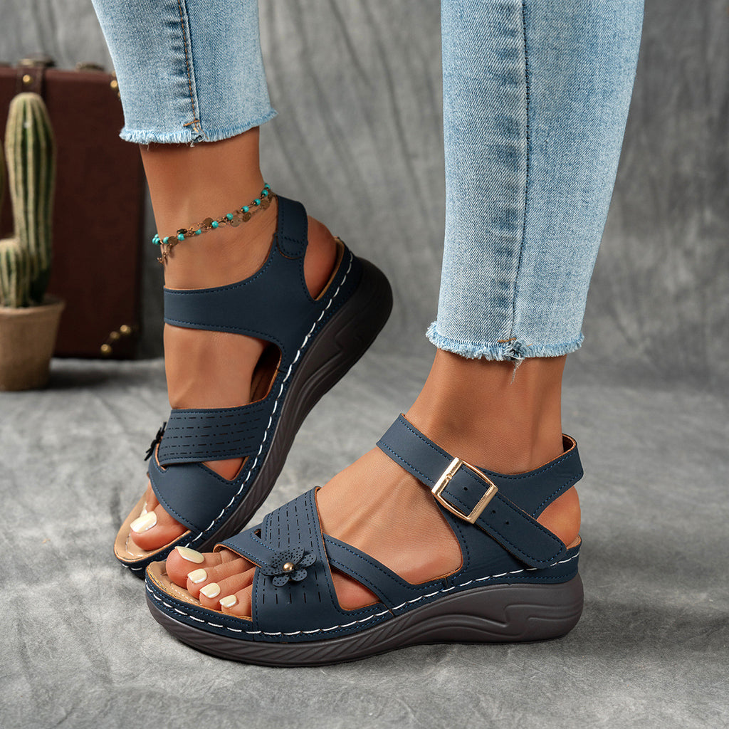 Casual Women's Wedge Sandals Open Toe Platform Mid Heel Comfort Shoes