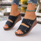 Women's Casual Wedge Sandals Open Toe Mid Heel Platform Summer Shoes