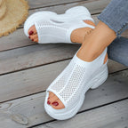 Women's Casual Wedge Sandals Mesh Platforms Rubber Open Toe Summer Shoes
