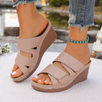 Women's Casual Wedge Sandals Open Toe Mid Heel Platform Summer Shoes