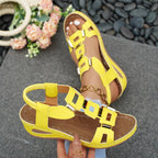 Women's Casual Wedge Sandals Cut Out Open Toe Mid Heels Summer Shoes
