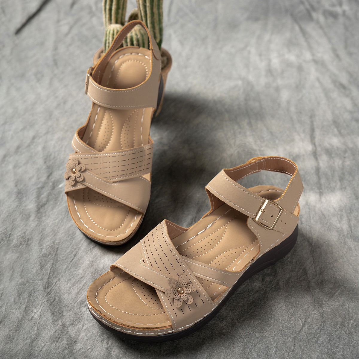 Casual Women's Wedge Sandals Open Toe Platform Mid Heel Comfort Shoes