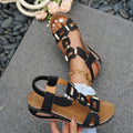 Women's Casual Wedge Sandals Cut Out Open Toe Mid Heels Summer Shoes