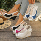 Women's Wedge Sandals Peep Toe High Heels Summer Casual Shoes