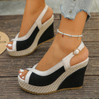 Women's Wedge Sandals Peep Toe High Heels Summer Casual Shoes