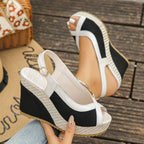 Women's Wedge Sandals Peep Toe High Heels Summer Casual Shoes