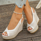 Women's Wedge Sandals Peep Toe High Heels Summer Casual Shoes