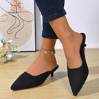 Kitten Low Heels Pumps Point Close Toe Soft Comfort Women's Elegant Shoes