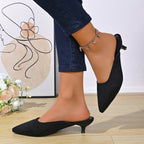 Kitten Low Heels Pumps Point Close Toe Soft Comfort Women's Elegant Shoes