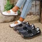 Women's Casual Slip-Ons Platform Cut Out Pu Leather Close Round Toe Flats