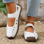 Women's Casual Slip-Ons Platform Cut Out Pu Leather Close Round Toe Flats