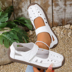 Women's Casual Slip-Ons Platform Cut Out Pu Leather Close Round Toe Flats