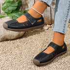 Women's Casual Slip-Ons Platform Cut Out Pu Leather Close Round Toe Flats