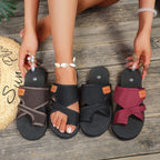 Women's Flat Mesh Platform Sandals Toe Loop Slippers Comfort Shoes