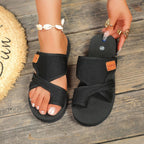 Women's Flat Mesh Platform Sandals Toe Loop Slippers Comfort Shoes