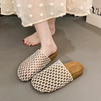 Women's Slip-on Sandals Woven Mesh Breathable Slipper Beach Flat Shoes