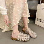 Women's Slip-on Sandals Woven Mesh Breathable Slipper Beach Flat Shoes