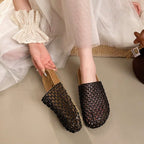 Women's Slip-on Sandals Woven Mesh Breathable Slipper Beach Flat Shoes
