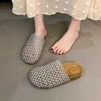 Women's Slip-on Sandals Woven Mesh Breathable Slipper Beach Flat Shoes