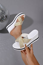 Wedge Casual Sandals Woven Strap Criss Cross Women's Open Toe High Shoes