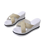 Wedge Casual Sandals Woven Strap Criss Cross Women's Open Toe High Shoes
