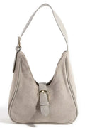 Fame Accesories Womens Shoulder Bag Faux Suede Buckle Accent Hand Bag KA one size Fame_Accesories_Womens_Shoulder_Bag_Faux_Suede_Buckle_Accent_Hand_Bag Trendsi