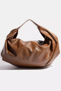 Fame Accessories Hobo Shoulder Bag Brown Simple Faux Leather Medium Handbag BR one size Fame_Accessories_Hobo_Shoulder_Bag_Brown_Simple_Faux_Leather_Medium_Handbag Trendsi