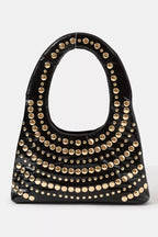Fame Accessories Multi Rivet Shoulder Bag Black Small Handbag GBK one size Fame_Accessories_Multi_Rivet_Shoulder_Bag_Black_Small_Handbag Trendsi