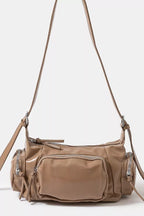 Fame Accessories Women's Glossy Faux Leather Multi Pocket Hand Bag KA One Size Fame_Accessories_Women_s_Glossy_Faux_Leather_Multi_Pocket_Hand_Bag Trendsi